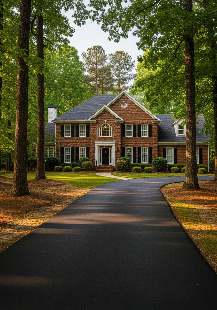 Portrait-style image of a Concord home with traditional architecture set among established neighborhood trees.
