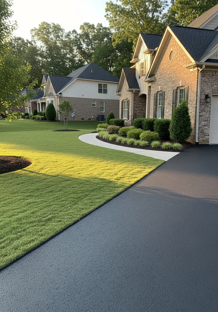 Close-up of a Huntersville home's front exterior showing contemporary design and well-maintained landscaping.