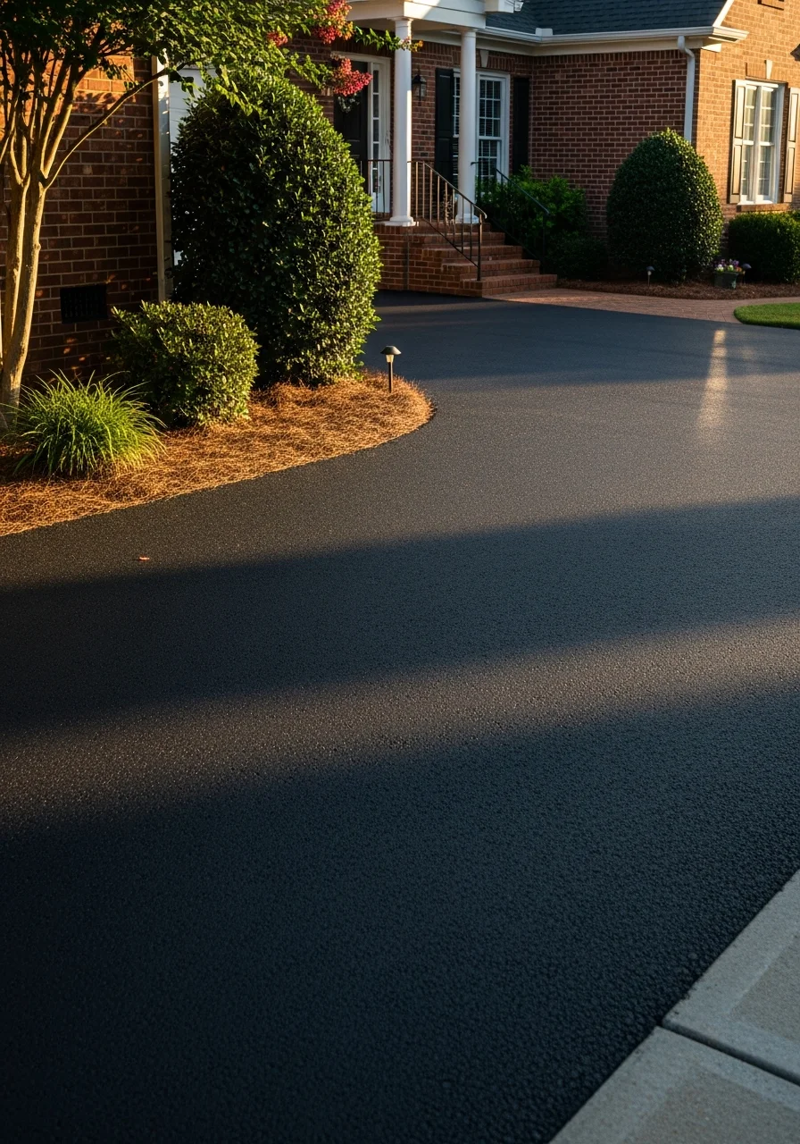 Portrait view of a Matthews home's entrance with traditional architecture and established landscaping.